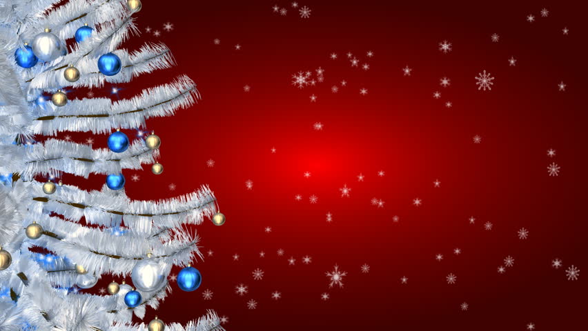 Christmas white tree on red background