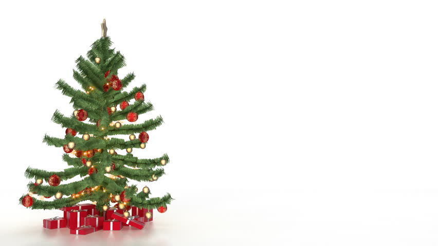 Christmas tree with gift on white background