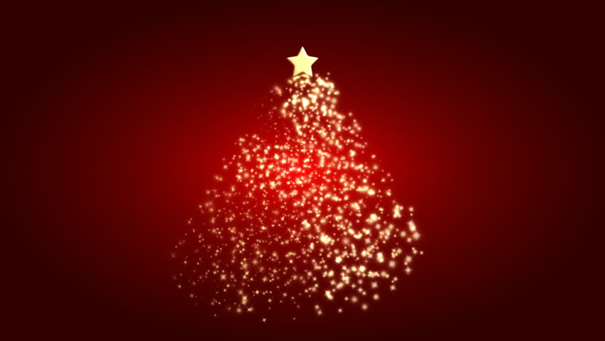 Christmas tree with light on red background