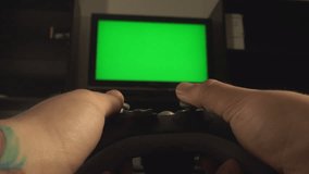 Male Hands Playing With A Console Controller Focus On Controller Point Of View