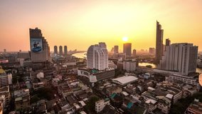 Bangkok cityscape time lapse during beautiful sunset on February 6th 2014