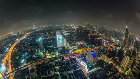 Bangkok cityscape time lapse at night.