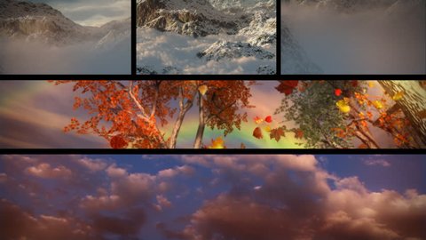 (1129) Sky Clouds Mountains Sunsets and Seasons Composition Loop.  Stock Video