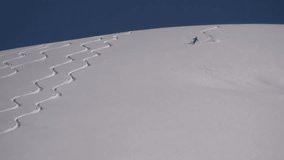 Skiing in deep fresh snow
