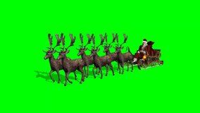 Santa Claus with sleigh and reindeer animated