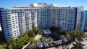 Miami beach oceanfront condos aerial video footage,