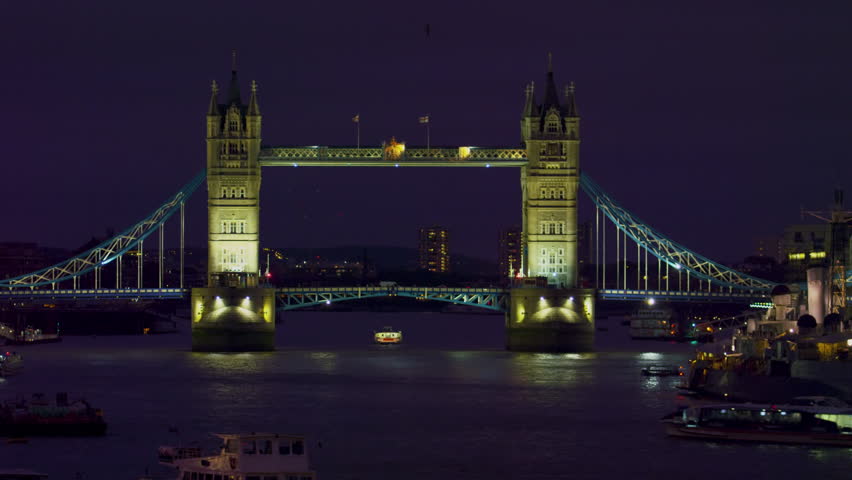 Stationary of Tower Bridge in darkness