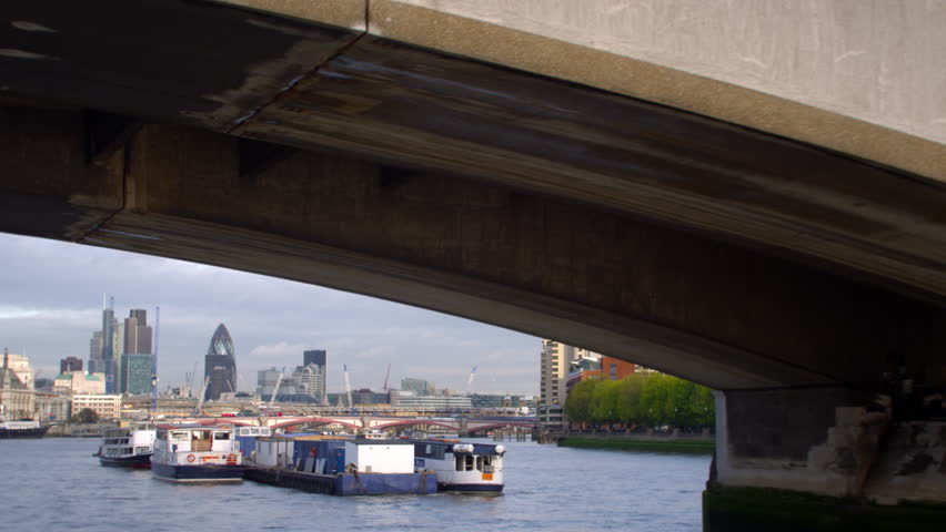 Under Waterloo Bridge in London, England