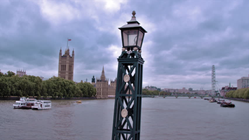 Westminster palace from across River Thames in London, England