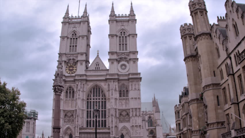 Stationary view of Westminster Abbey church in London, England