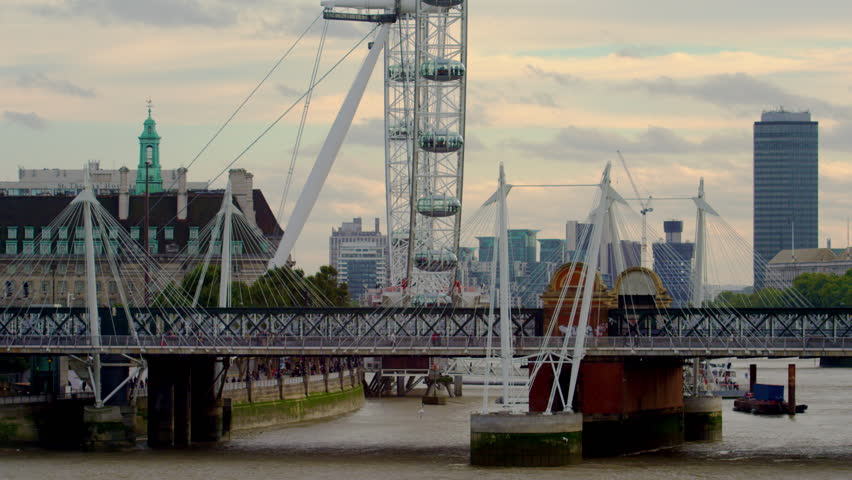 London Eye, Hungerford Bridge and Westminster panorama