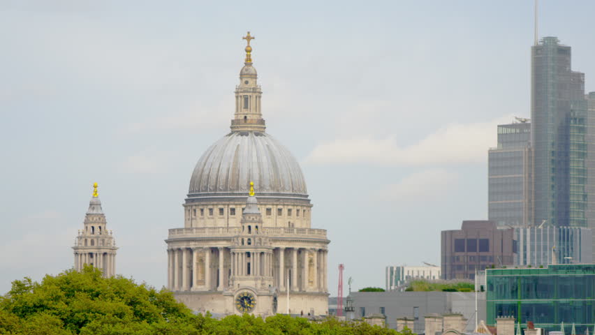 close-up of top of St Paul's cathedral in London