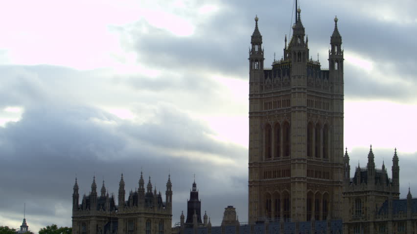 Panning view of Westminster towers