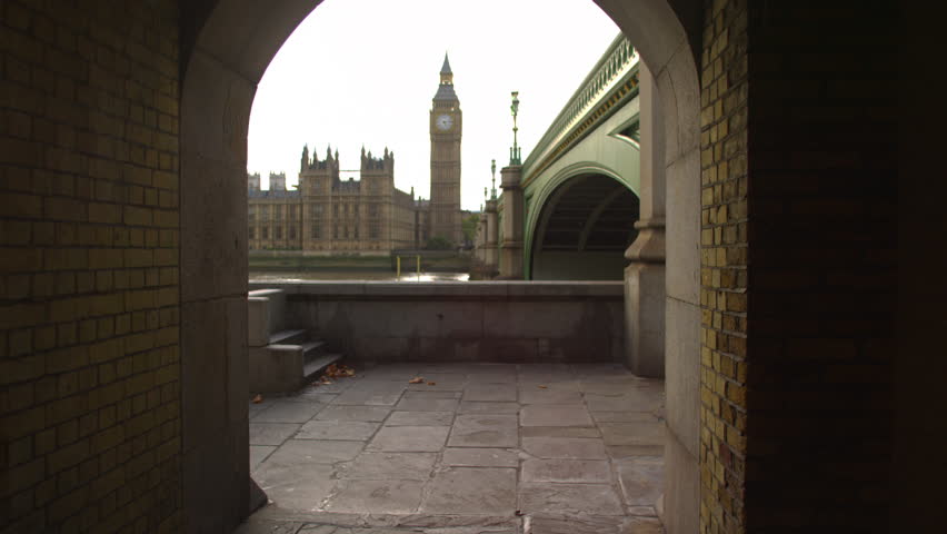 Big Ben and Westminster from a tunnel