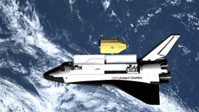 Space shuttle into orbit a satellite Earth orbit