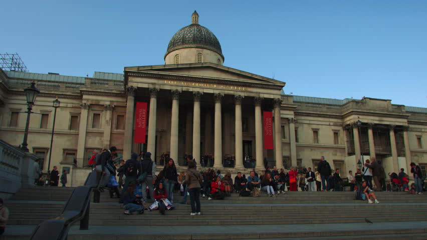 LONDON, UK - OCTOBER 7, 2011: People on the steps of the National Gallery.