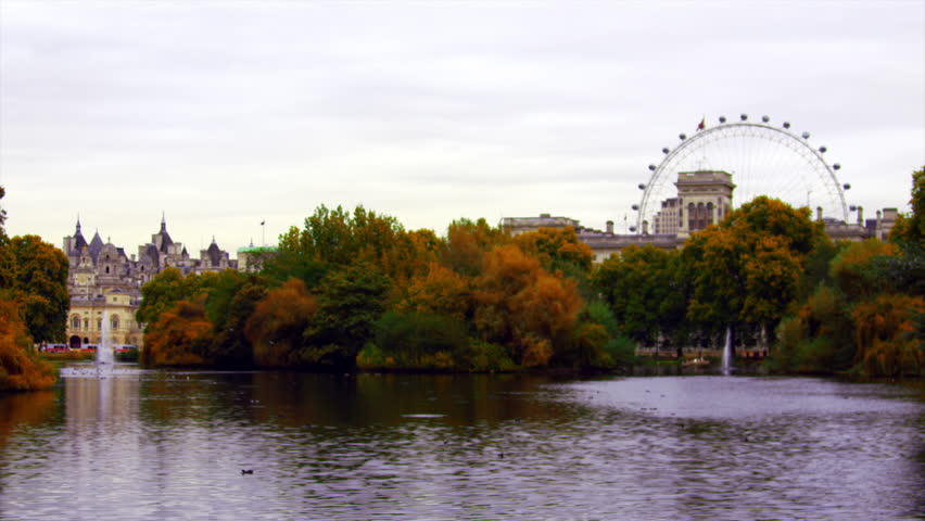 LONDON, UK - OCTOBER 8, 2011: Saint James waterfront with London Eye.