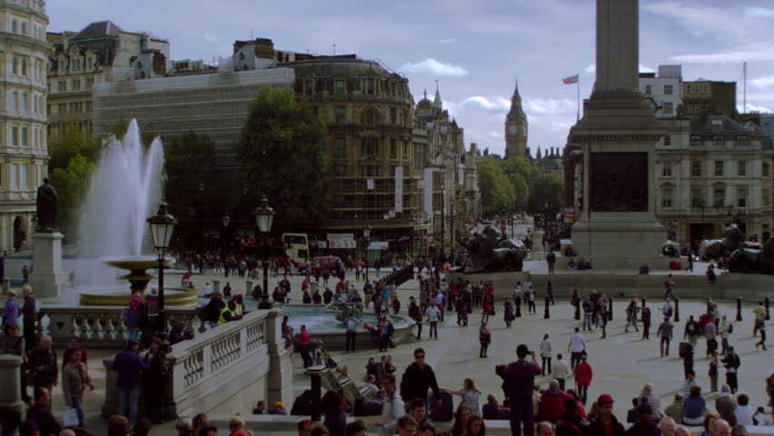 LONDON, UK - OCTOBER 9, 2011: People in Trafalgar Square
