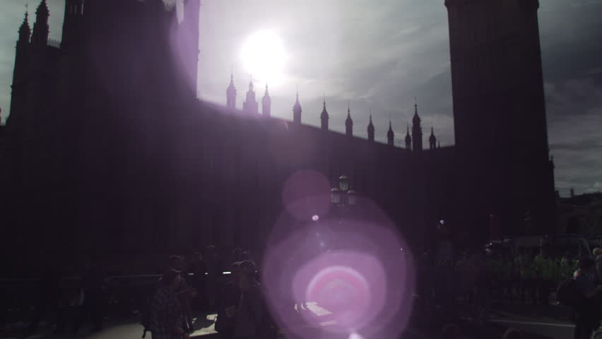 LONDON, UK - OCTOBER 9, 2011: Dazzling sunlight by Big Ben