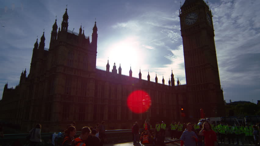LONDON, UK - OCTOBER 9, 2011: Sunny afternoon by Big Ben clock tower.