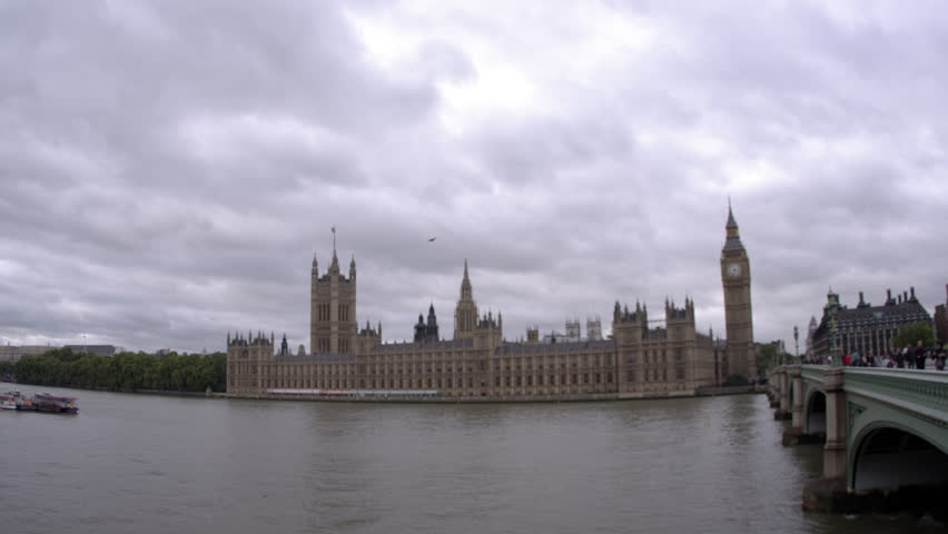 LONDON, UK - OCTOBER 11, 2011: Right panning view of people on Westminster