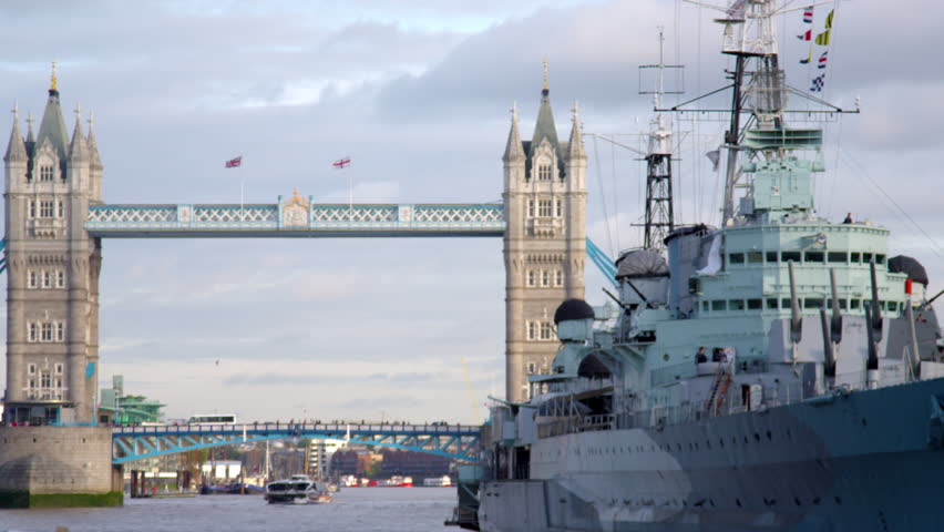 LONDON, UK - OCTOBER 11, 2011: Ship with Tower Bridge in background in London,