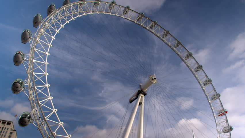 LONDON, UK - OCTOBER 11, 2011: Low angle of London eye in London, England.