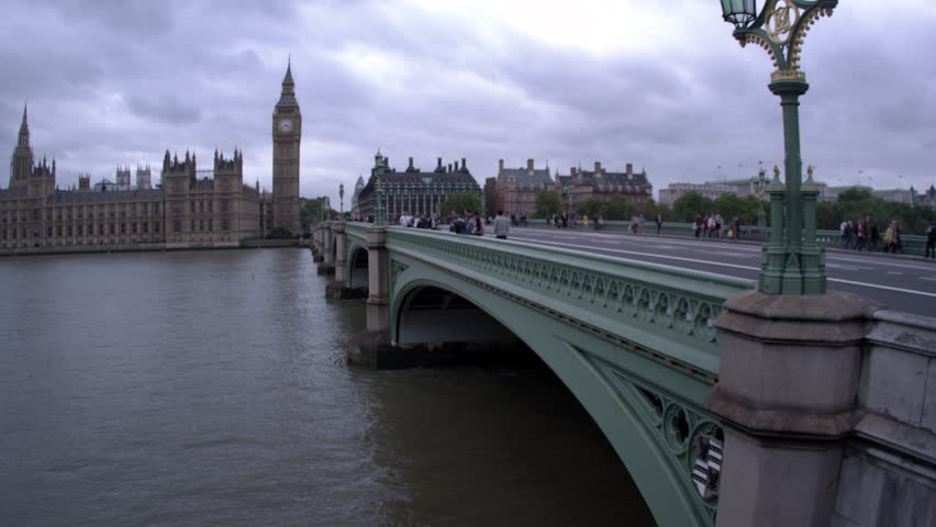 LONDON, UK - OCTOBER 11, 2011: Unidentified people on Westminster Bridge on