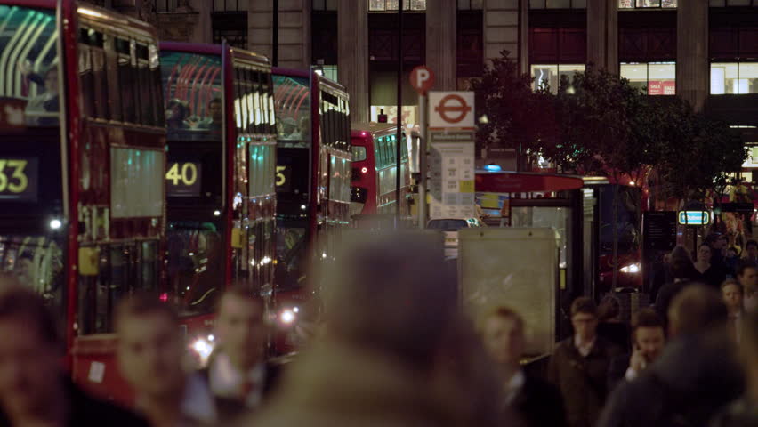 LONDON, UK - OCTOBER 10, 2011: Busy London street in the evening