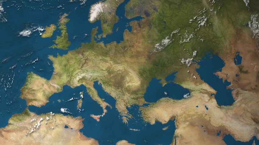 Earth zoom into the European countries.