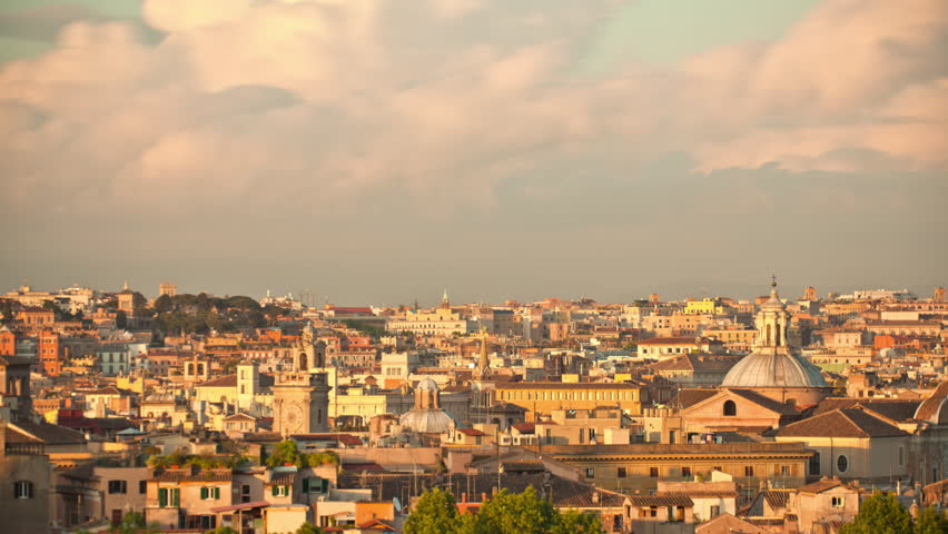 Time lapse of the Rome skyline at sunset