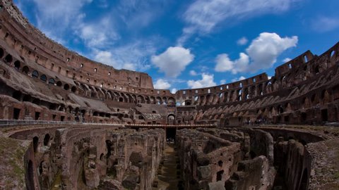 ROME, ITALY - MAY, 2012 - Time lapse shot from inside the Colosseum