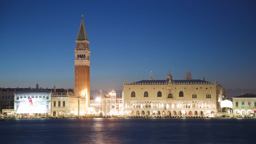 Saint Mark Square time-lapse at night from San Giorgio