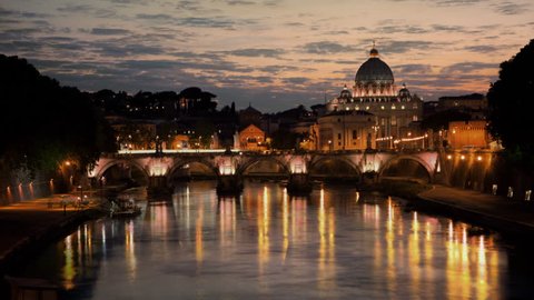 Sunset time-lapse of the Vatican City, from across the Tevere River