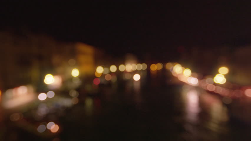 Out of focus shot of Grand Canal at night