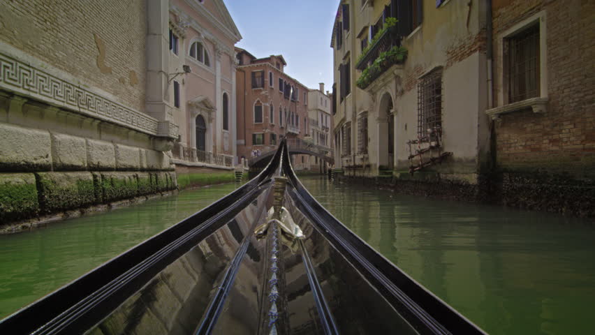 A gondola bow moves in slow motion