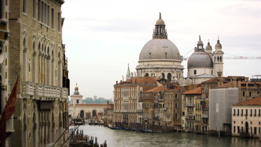 Santa Maria della Salute dome and waterfront buildings in Venice