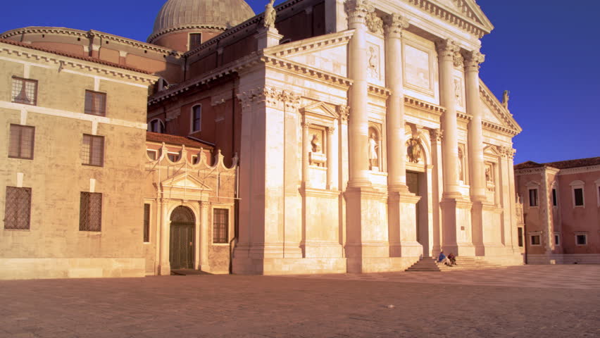 Slow motion, tilt shot of the Church of San Giorgio Maggiore