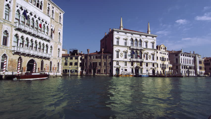 Buildings along the Grand Canal in Venice from boat