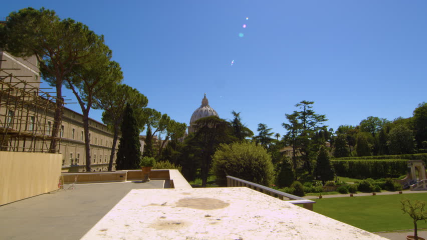 Shot of the Vatican from the north through trees
