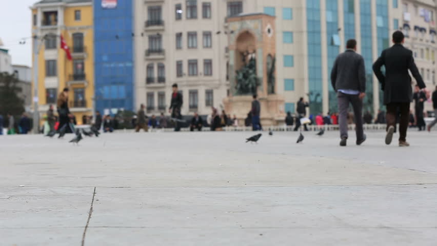 time lapse busy pedestrian walking on the Taksim Square at istanbul Turkey