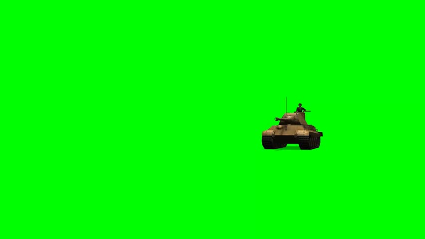 WW2 German Tiger Battle Tank drive by - greenscreen