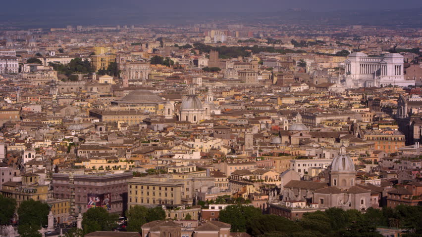 Aerial footage of large area of Rome