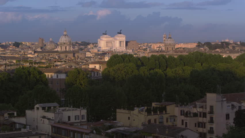 Trees & Skyline of Rome, Italy 