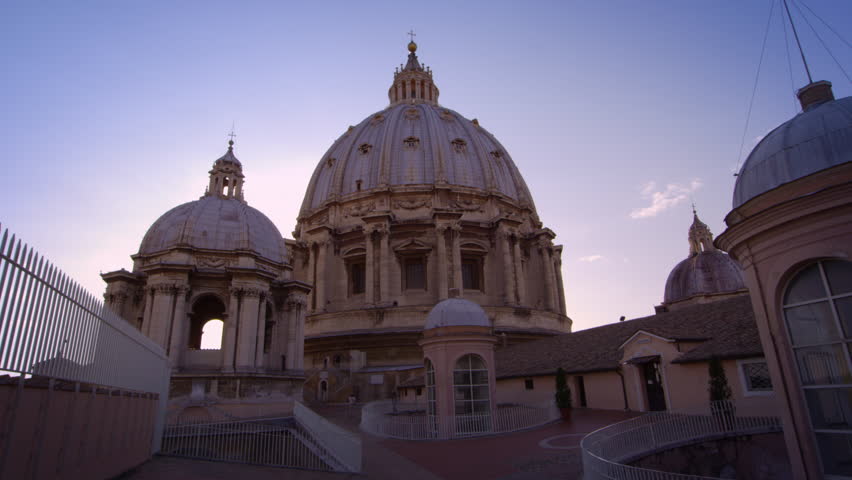 Low angle shot of domes of St Peter's Basilica