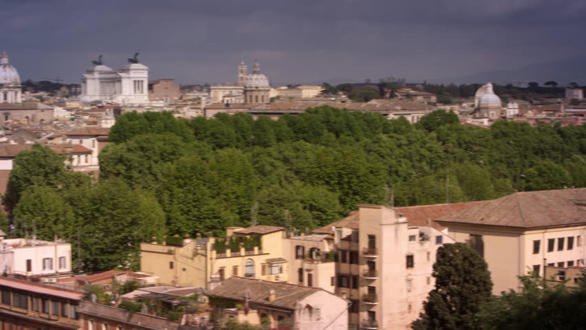 Panoramic footage of Roman skyline