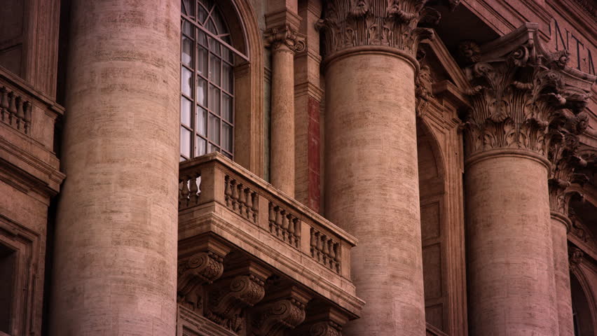 A balcony high on the facade of St Peter's Basilica