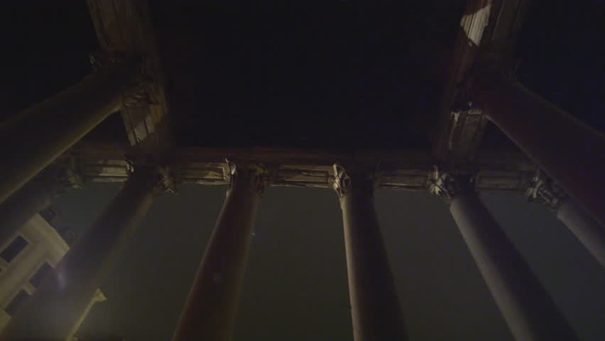 Rotating, low angle footage of Pantheon columns