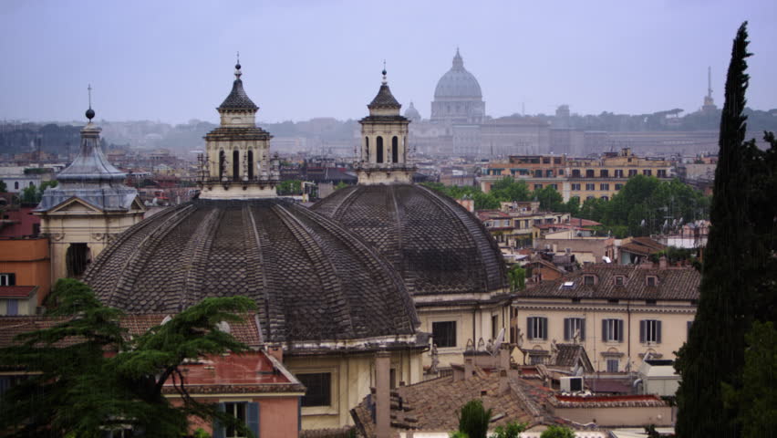 Twin churches of the Piazza del Popolo and St Peter's Basilica