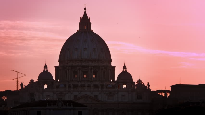 Still footage of the dome of St Peter's Basilica up close